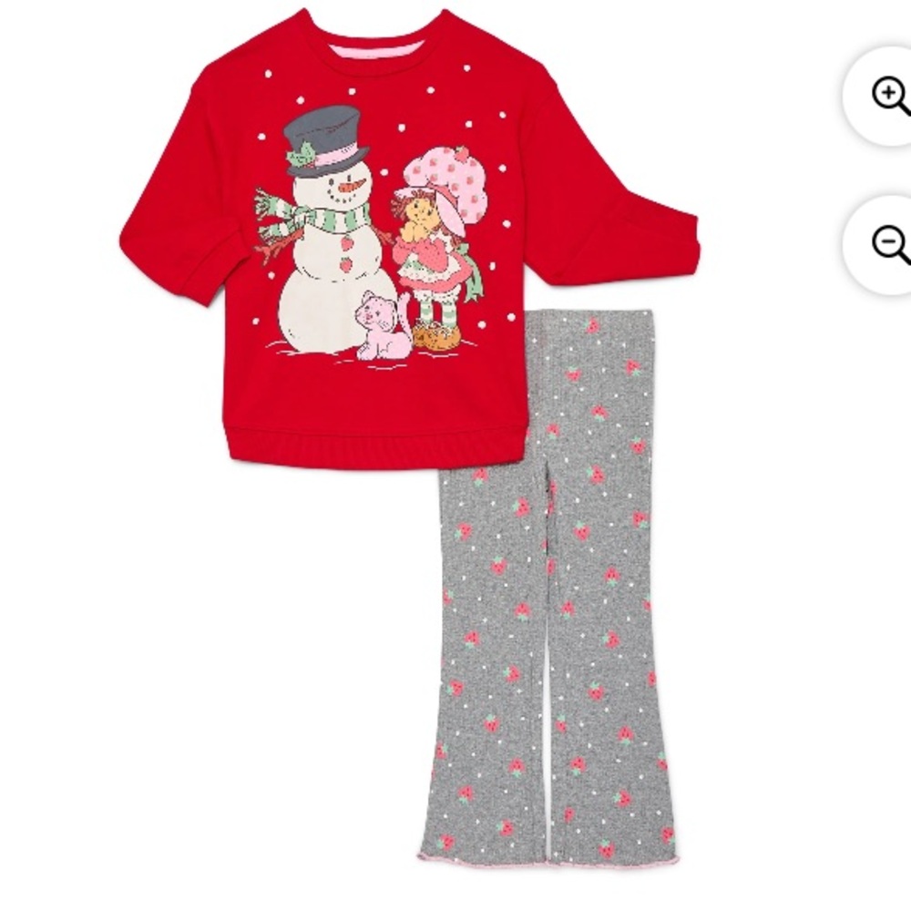 Strawberry Shortcake Sweatshirt and Flare Leggings Set Red Snowman Holiday Set